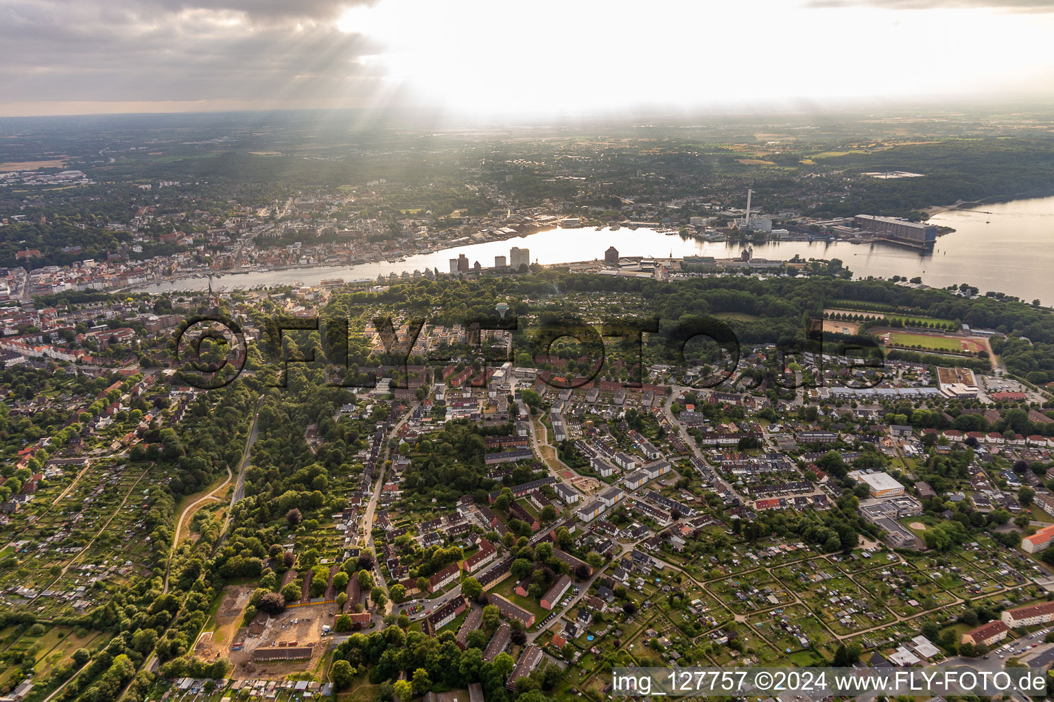 Aerial photograpy of Port, fjord in Flensburg in the state Schleswig Holstein, Germany