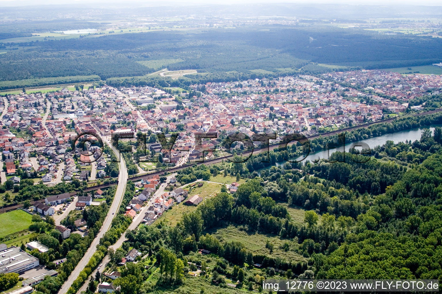 Aerial photograpy of District Graben in Graben-Neudorf in the state Baden-Wuerttemberg, Germany