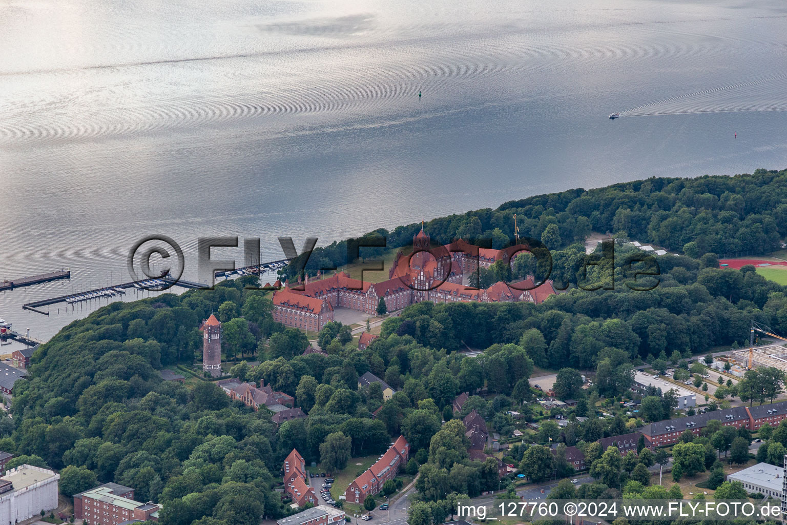 Building complex of the German army - Bundeswehr military barracks of Marineschule on street Kelmstrasse in the district Muerwik in Flensburg in the state Schleswig-Holstein, Germany