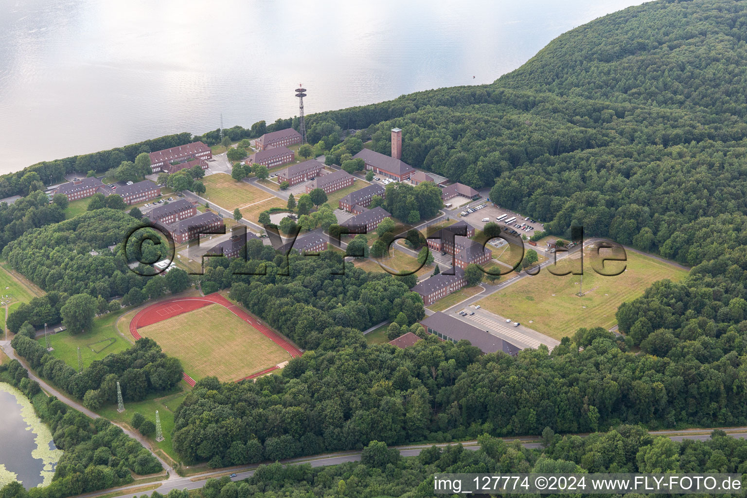 Building complex of the German army - Bundeswehr military barracks of the Marine in Gluecksburg (Ostsee) in the state Schleswig-Holstein