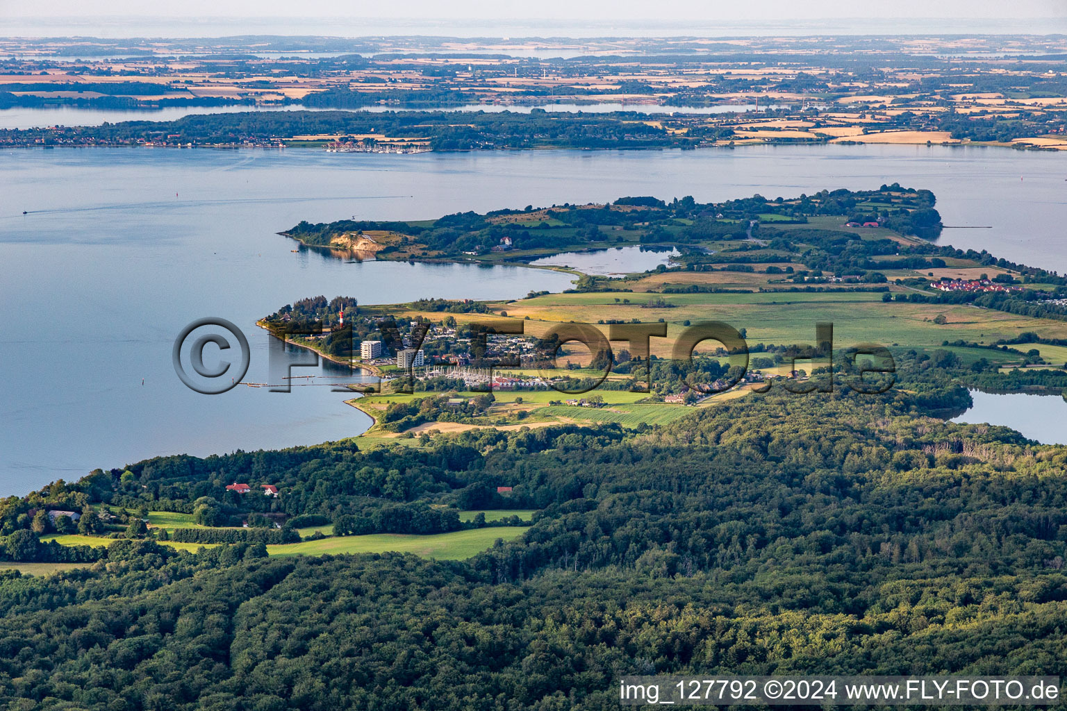 Aerial view of Holnis Peninsula in the district Ulstrupfeld in Glücksburg in the state Schleswig Holstein, Germany