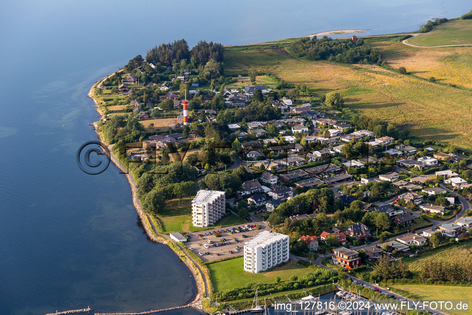 Building of an apartment building used as an apartment complex in the district Schausende in Gluecksburg in the state Schleswig-Holstein, Germany