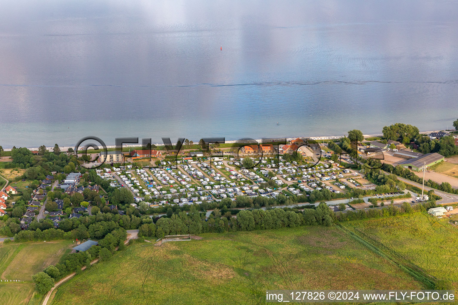 Aerial view of Camping HOLNIS in the district Bockholm in Glücksburg in the state Schleswig Holstein, Germany