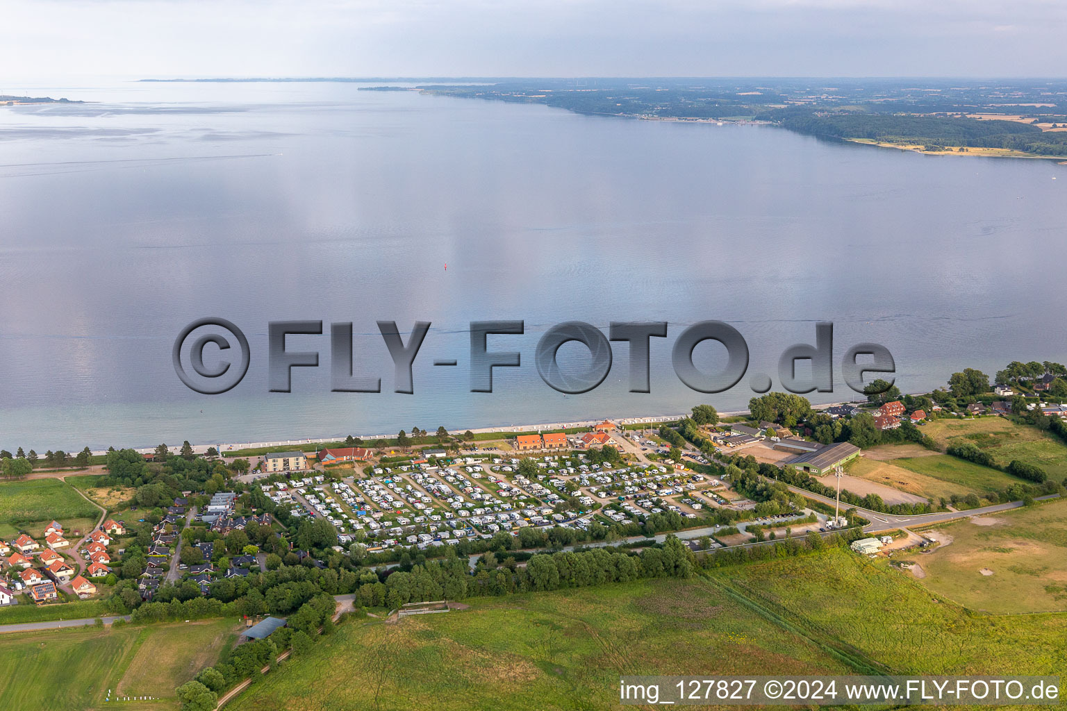 Aerial photograpy of Camping HOLNIS in the district Bockholm in Glücksburg in the state Schleswig Holstein, Germany