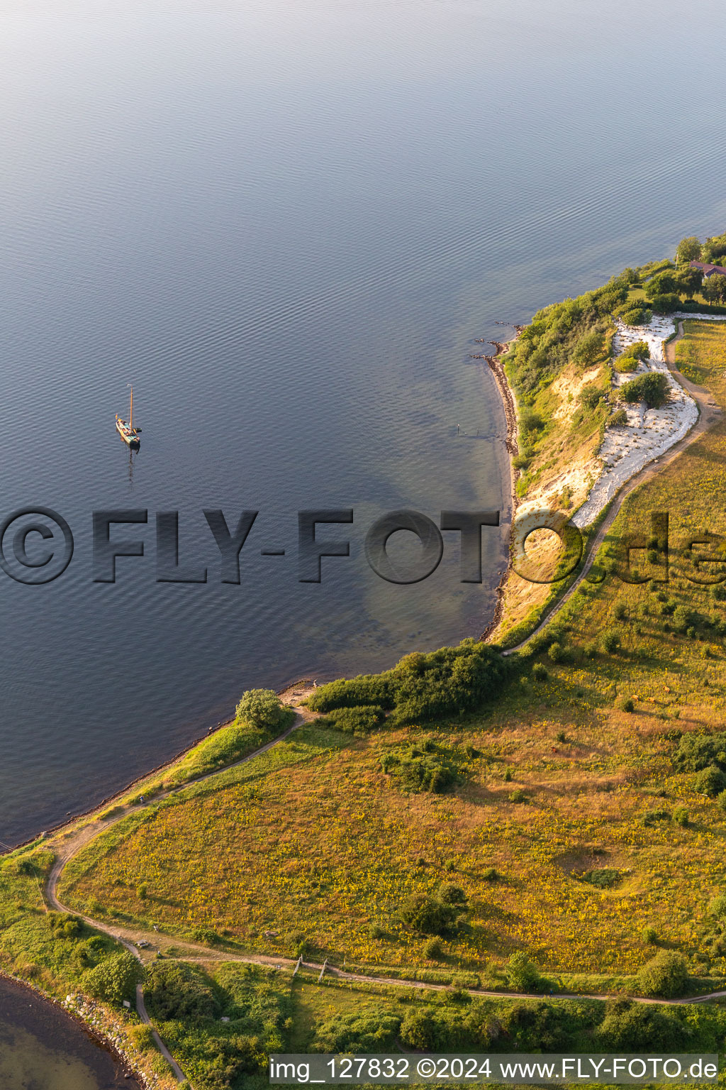 Aerial photograpy of Water surface at the seaside in the Flensburger Foerde in Holnis in the state Schleswig-Holstein, Germany