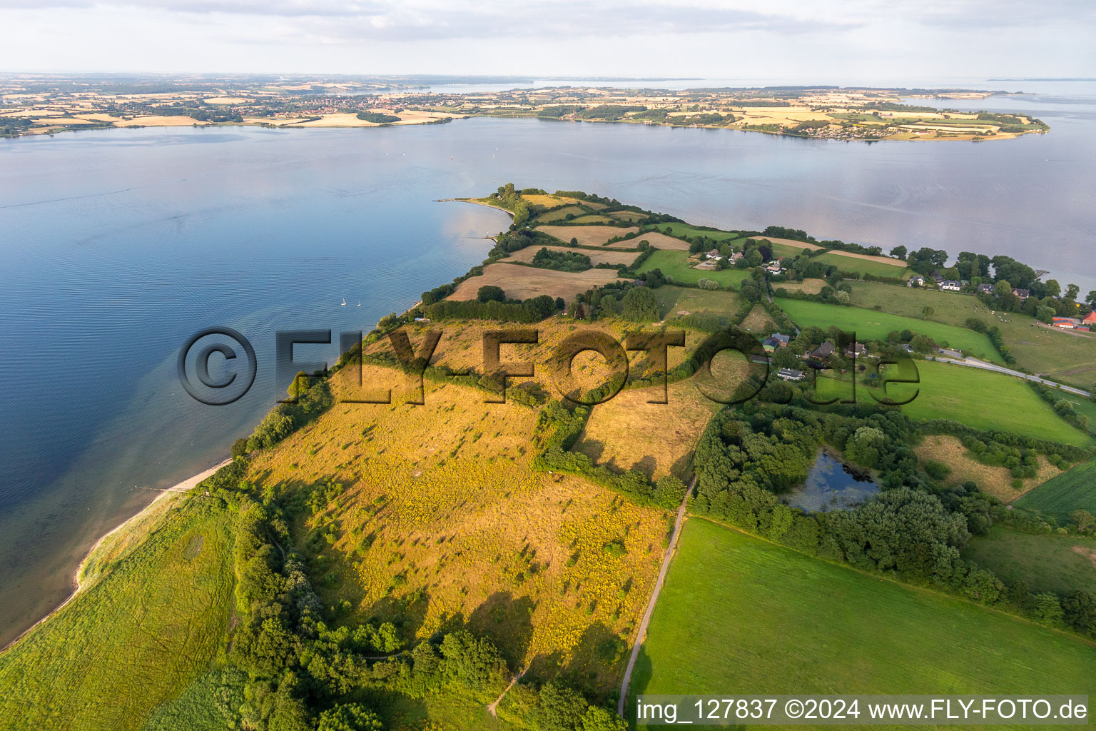 Water surface at the seaside in the Flensburger Foerde in Holnis in the state Schleswig-Holstein, Germany from above