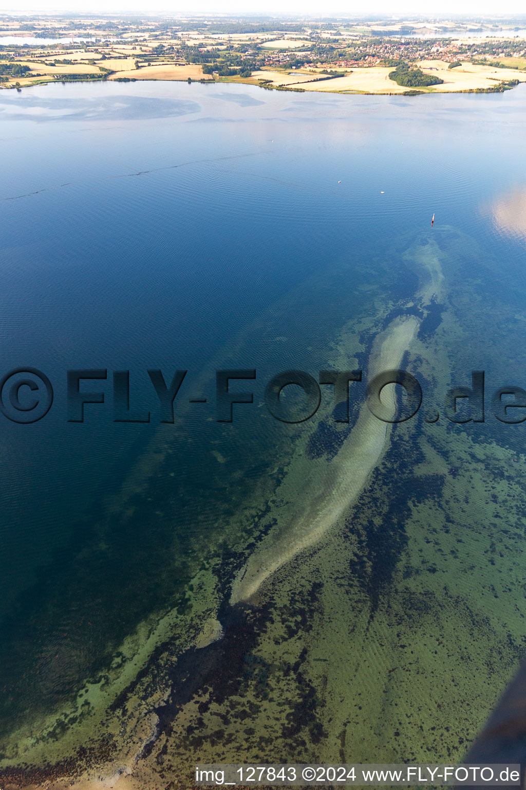 Aerial view of View from the Holnis peak to Broager(DK) in Glücksburg in the state Schleswig Holstein, Germany