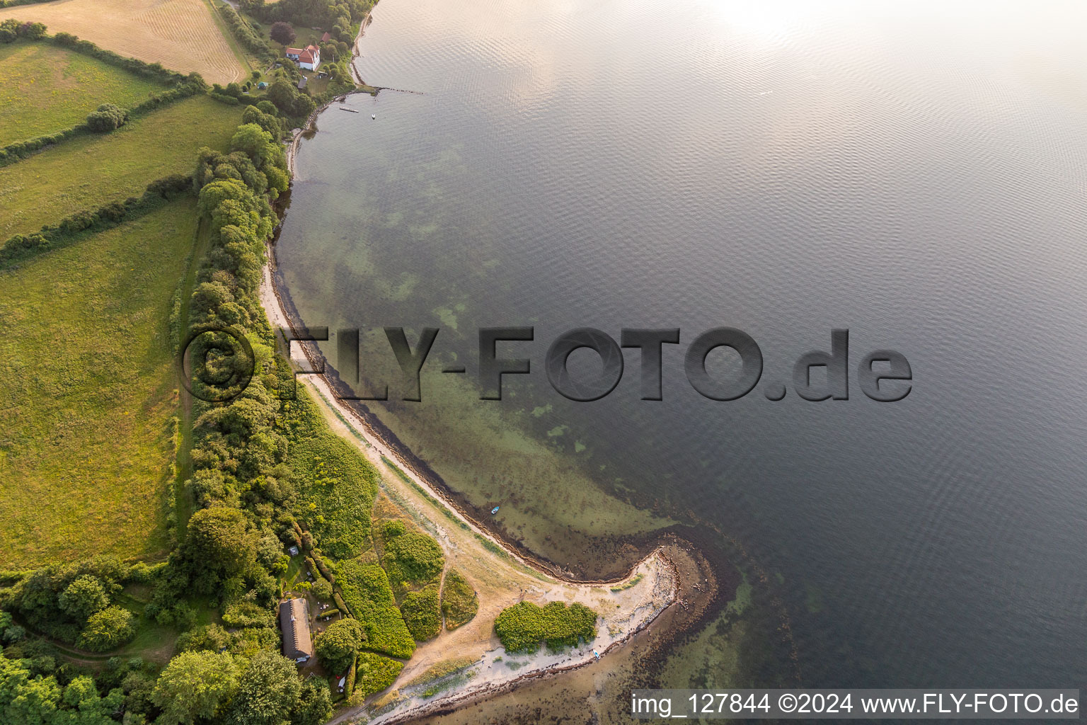 Aerial view of Nordspitze - almost the northernmost point in Germany in the district Holnis in Glücksburg in the state Schleswig Holstein, Germany