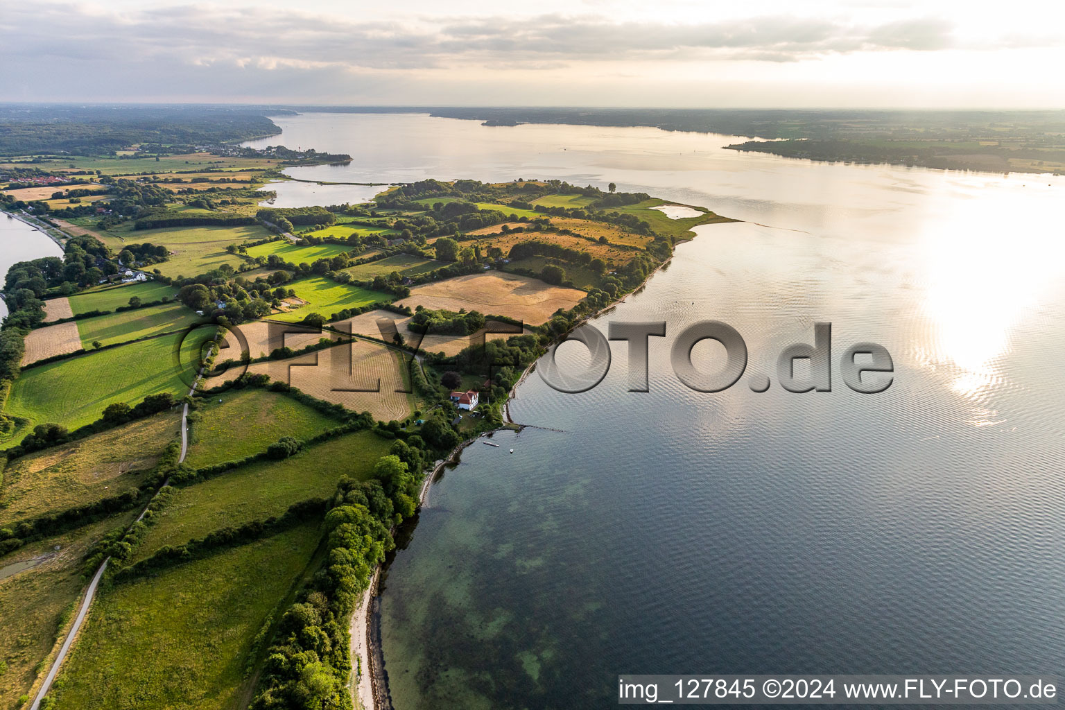 Aerial view of At the sailor's grave in the district Holnis in Glücksburg in the state Schleswig Holstein, Germany