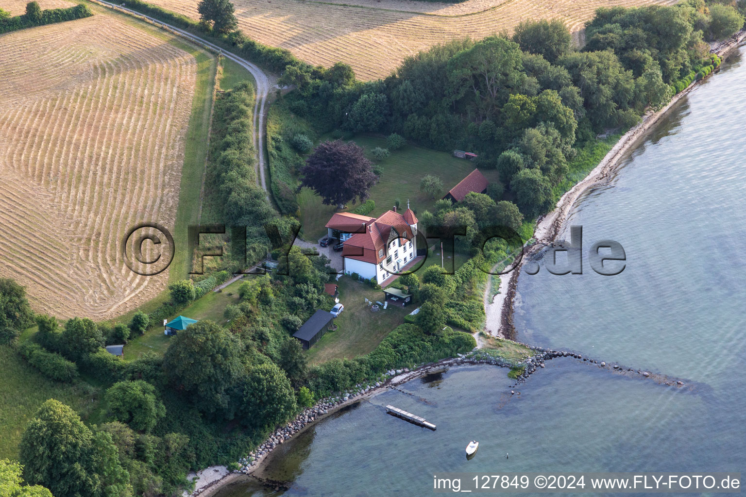 Aerial photograpy of At the sailor's grave in the district Holnis in Glücksburg in the state Schleswig Holstein, Germany