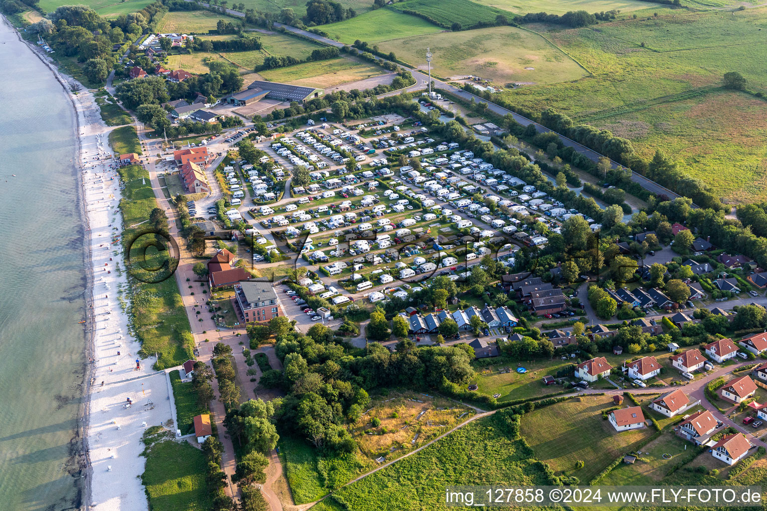 Aerial view of Camping HOLNIS, Baltic Sea Camp Glücksburg - Holnis in the district Bockholm in Glücksburg in the state Schleswig Holstein, Germany