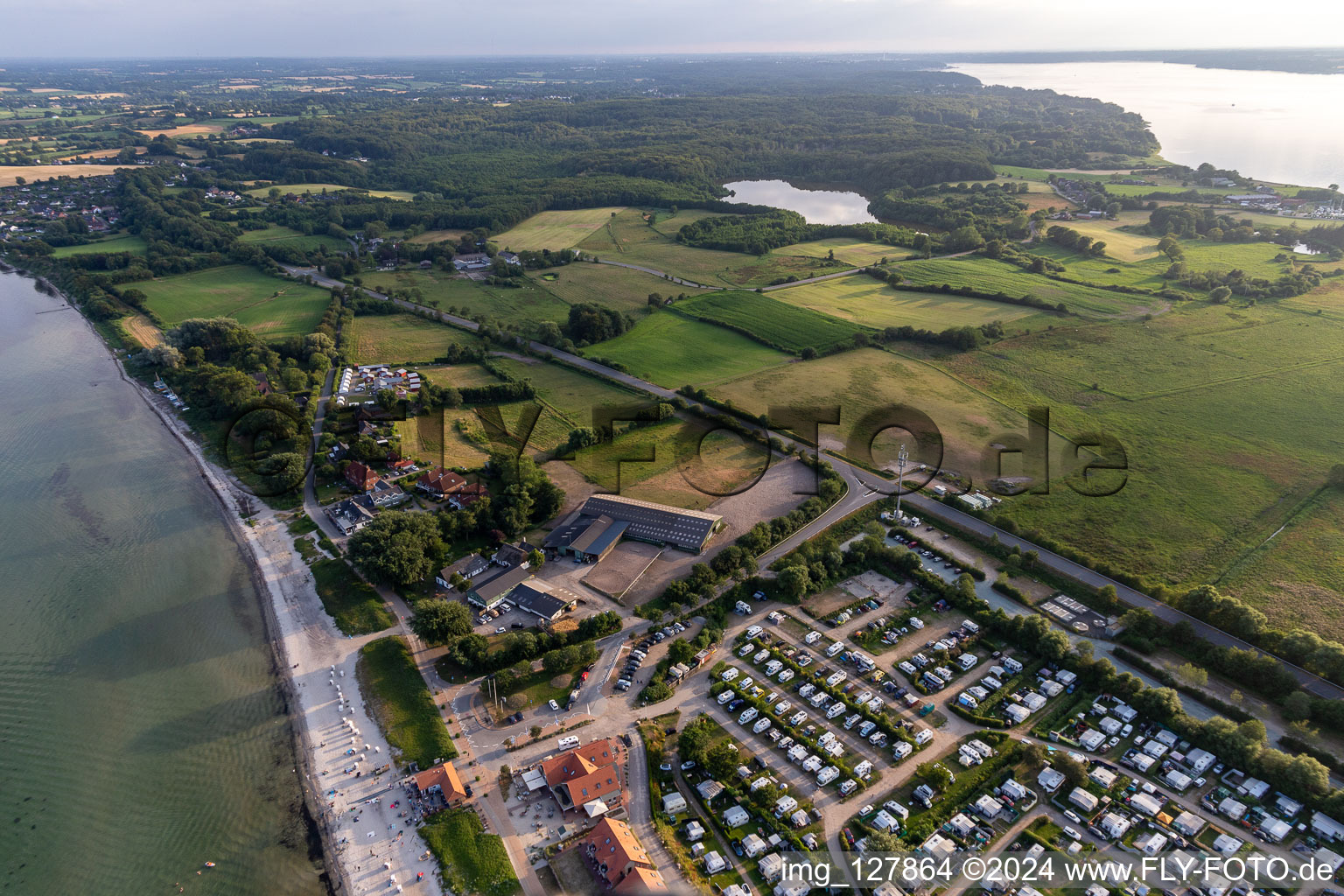 Aerial photograpy of Camping HOLNIS, Baltic Sea Camp Glücksburg - Holnis in the district Bockholm in Glücksburg in the state Schleswig Holstein, Germany