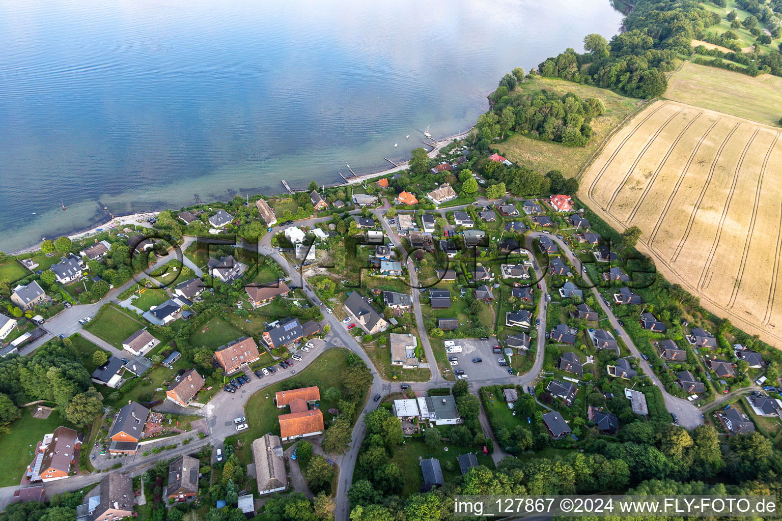 Aerial view of District Bockholm in Glücksburg in the state Schleswig Holstein, Germany