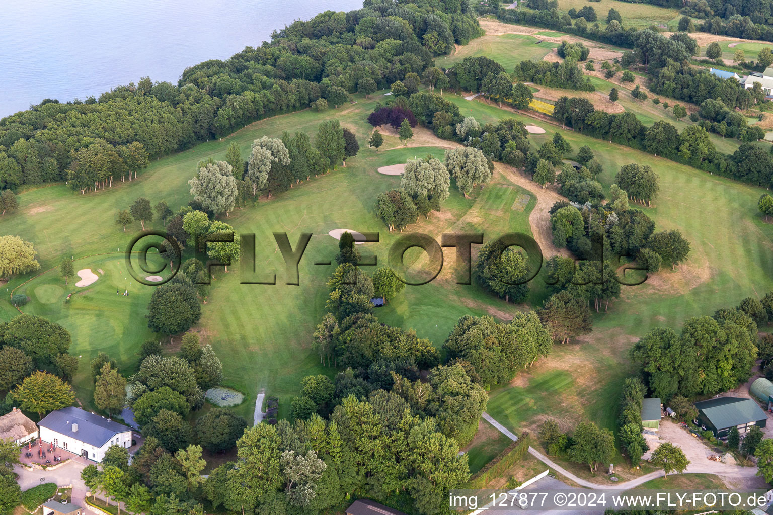 Förde Golf Club eV Glücksburg in the district Bockholm in Glücksburg in the state Schleswig Holstein, Germany from the plane