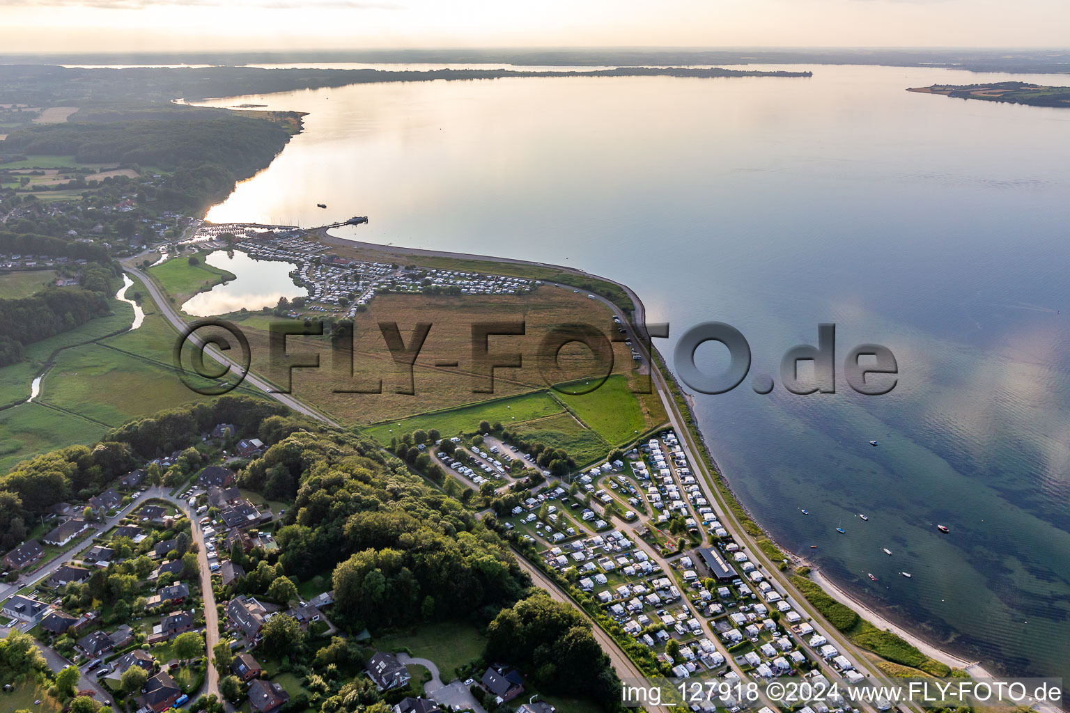 Aerial photograpy of Camping site “Fördeblick” Westerholz eV in Westerholz in the state Schleswig Holstein, Germany