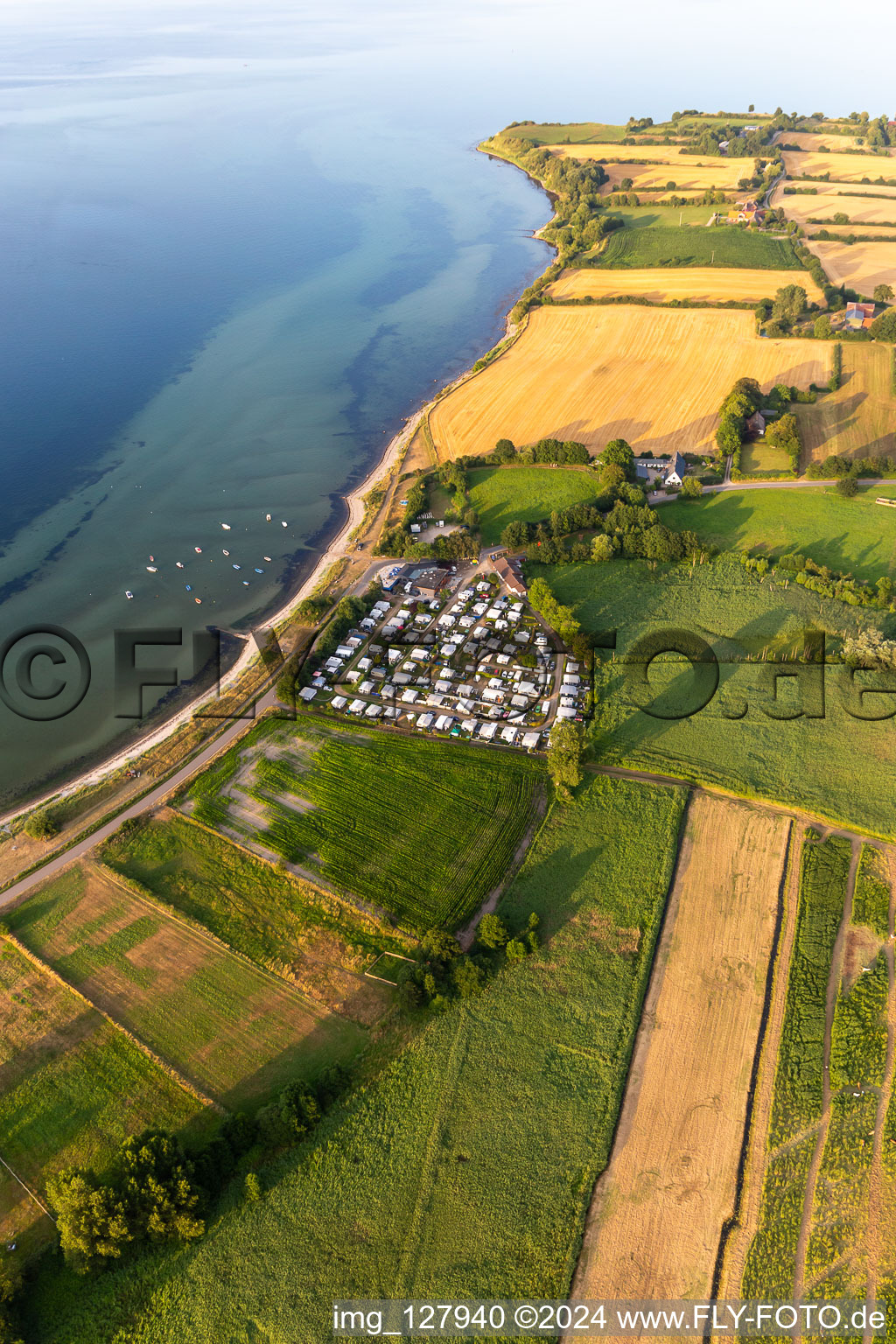 Aerial view of Campsite in the district Habernis in Steinberg in the state Schleswig Holstein, Germany