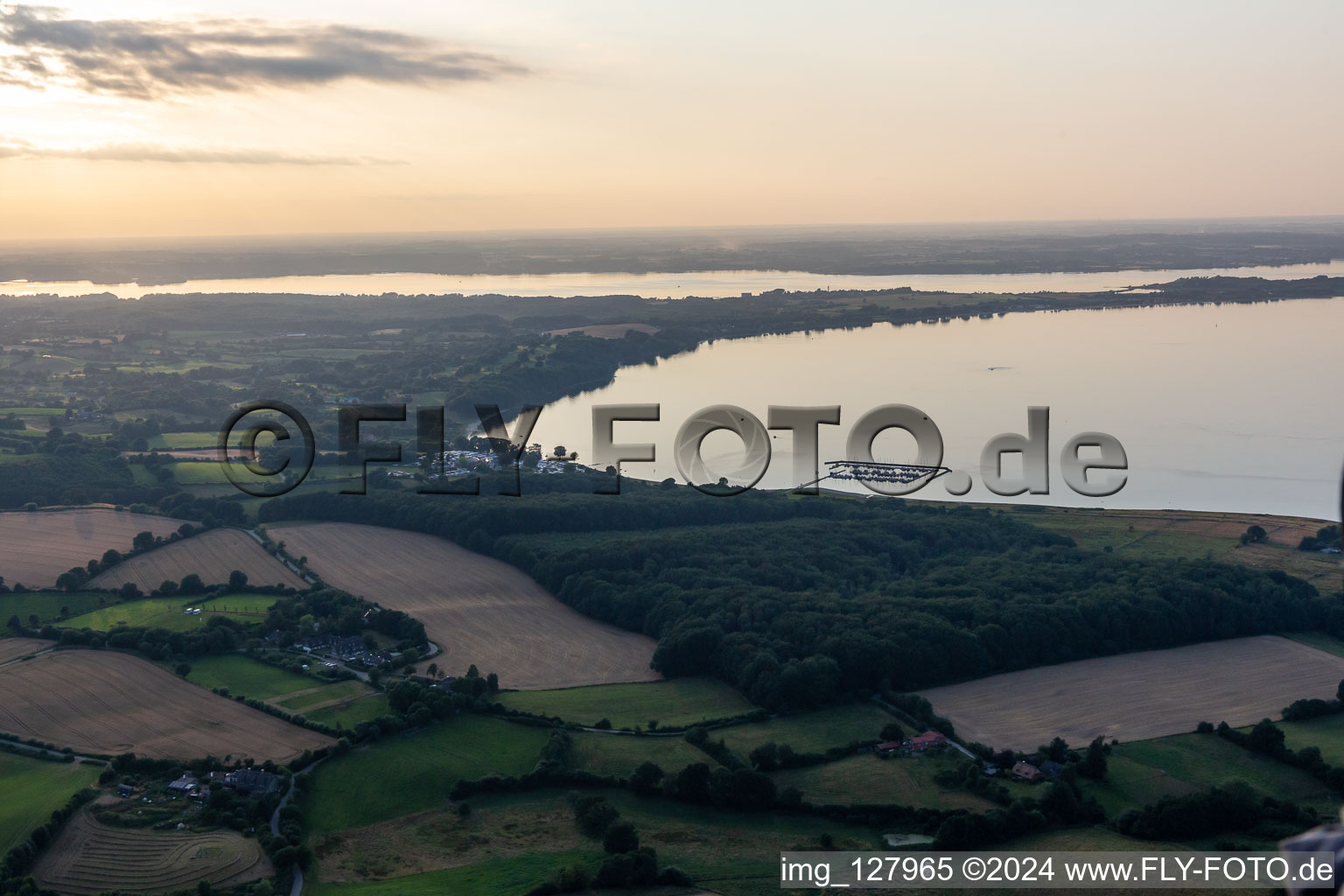 Aerial view of Flensburg Outer Fjord in Bockholmwik in the state Schleswig Holstein, Germany