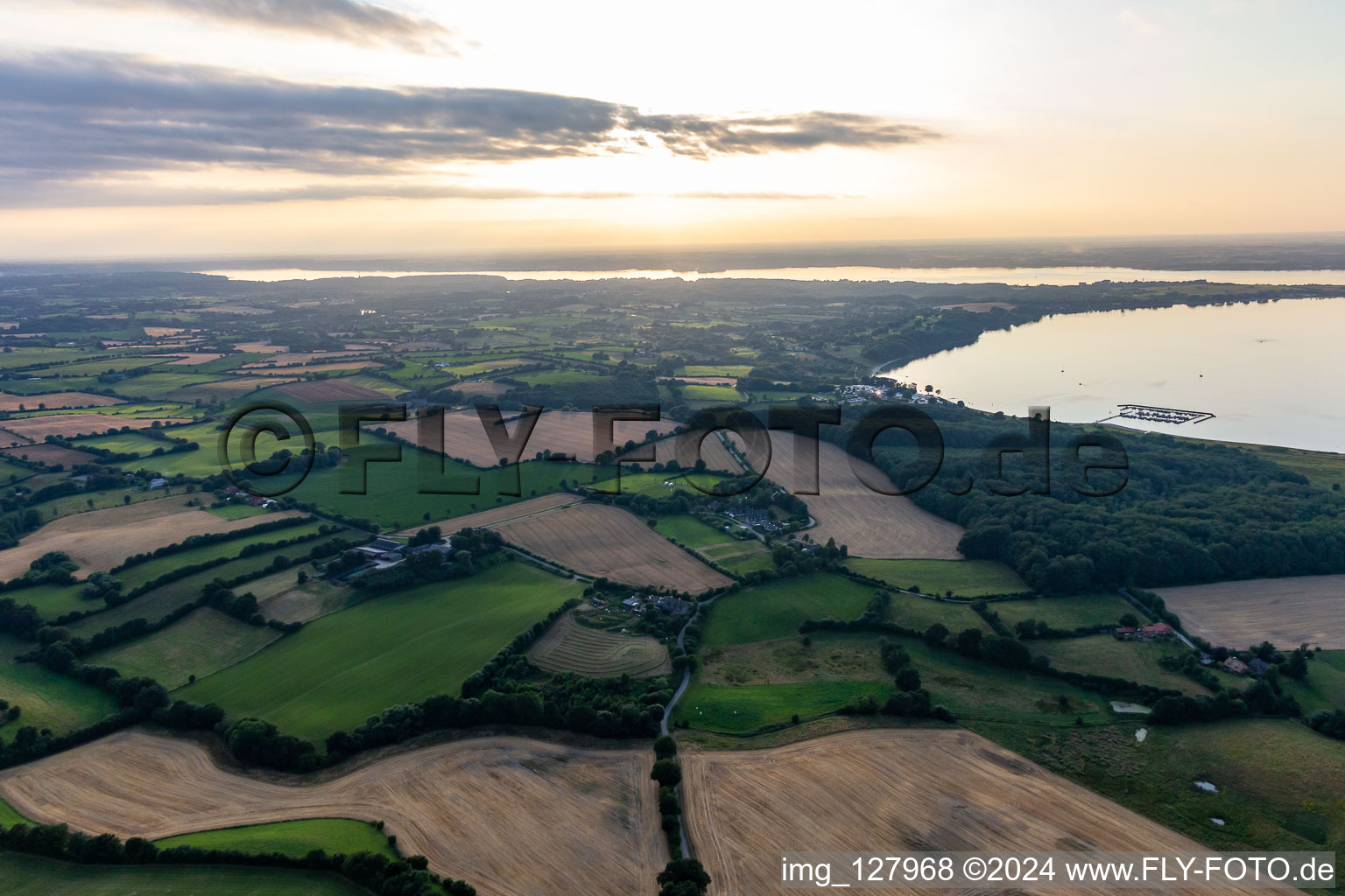 Oblique view of Flensburg Outer Fjord in Bockholmwik in the state Schleswig Holstein, Germany