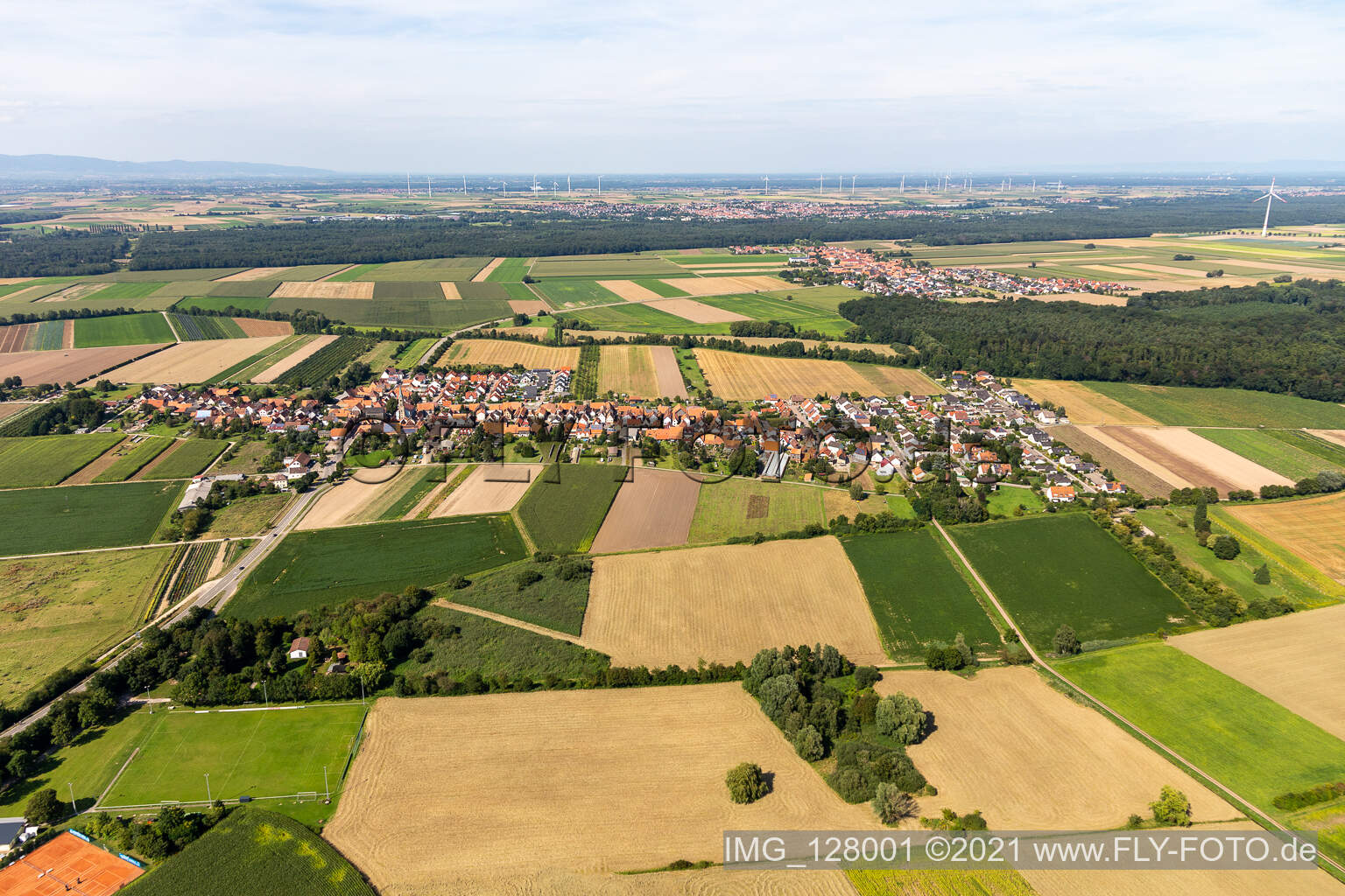 Erlenbach bei Kandel in the state Rhineland-Palatinate, Germany from the drone perspective