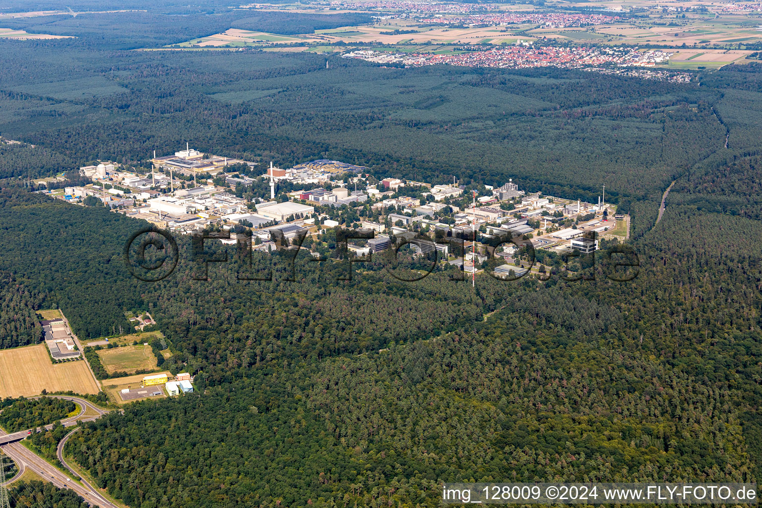 KIT Campus North from the southwest in the district Leopoldshafen in Eggenstein-Leopoldshafen in the state Baden-Wuerttemberg, Germany