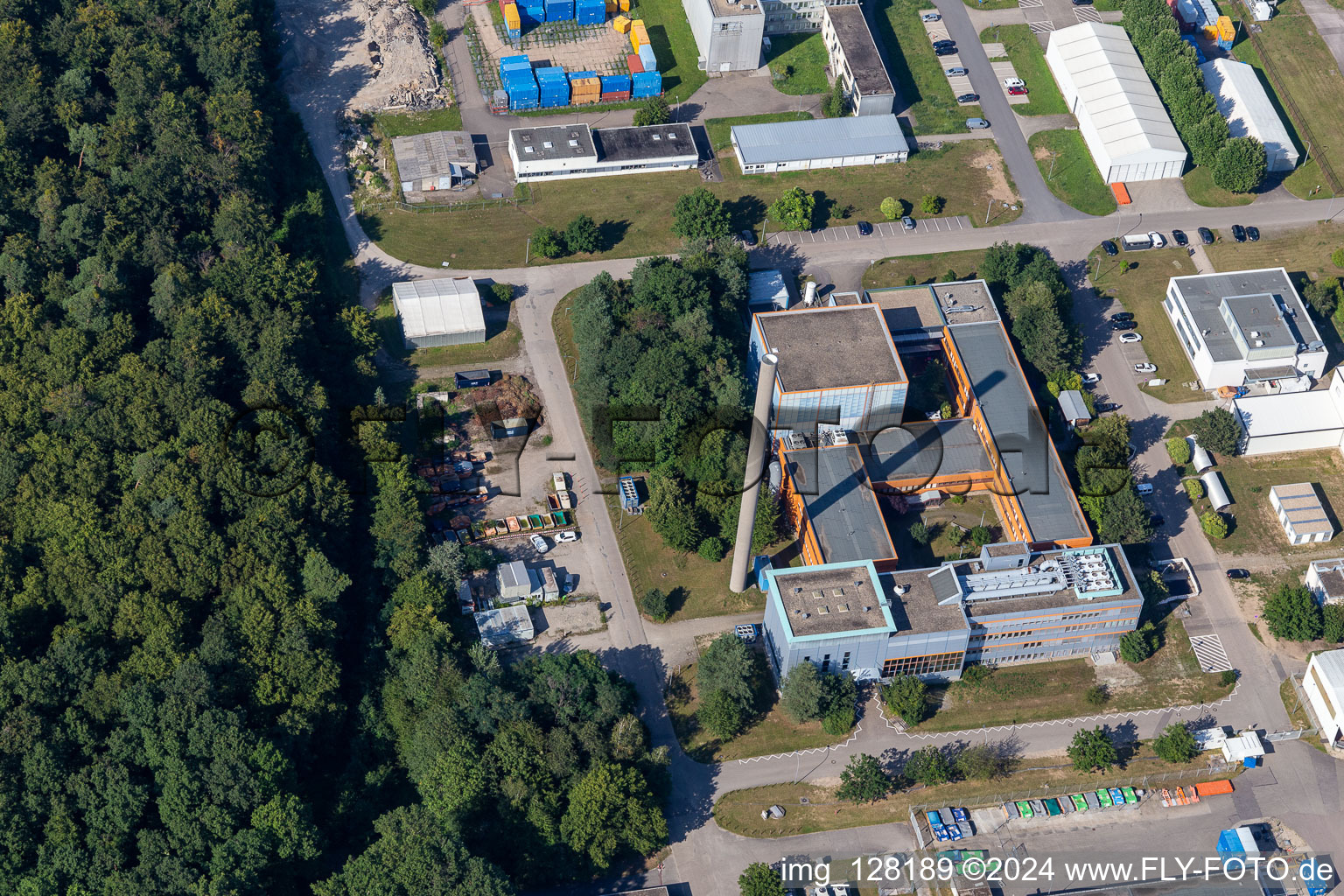 Research building and office complex of Karlsruhe Institut fuer Technologie Campus Nord with Institut fuer Nukleare Entsorgung (INE) in Eggenstein-Leopoldshafen in the state Baden-Wurttemberg, Germany