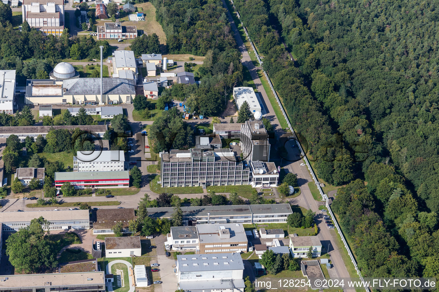 Research building and office complex of Karlsruhe Institut of Technology Campus Nord with Institut fuer Meteorologie und Klimaforschung in Eggenstein-Leopoldshafen in the state Baden-Wurttemberg, Germany