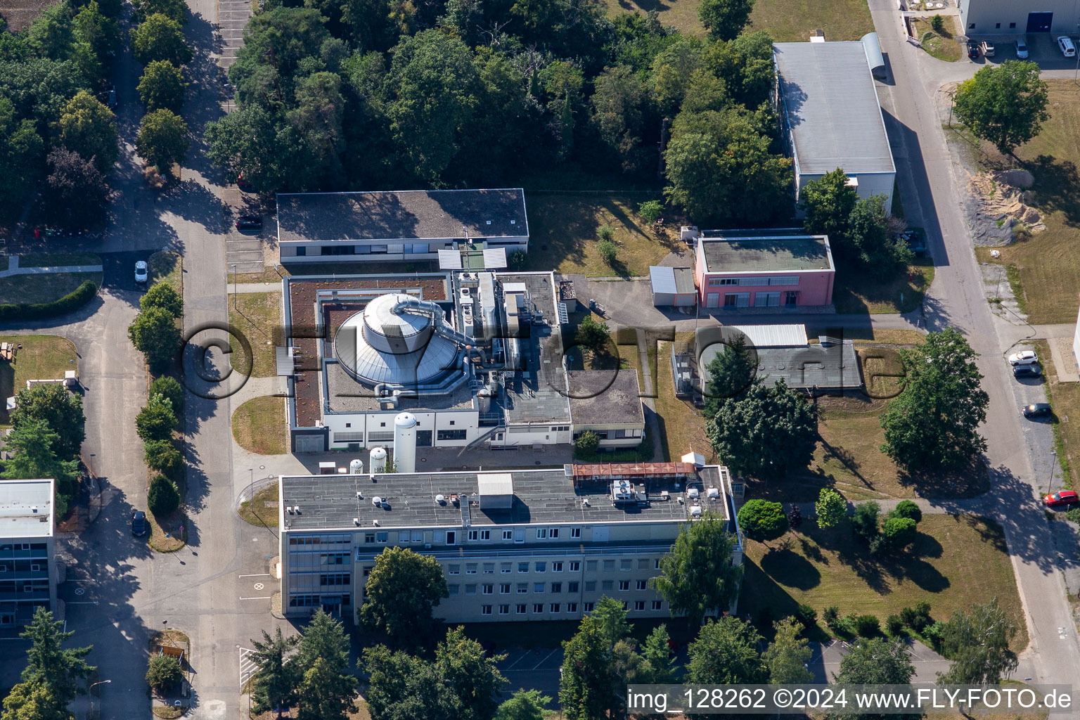 Research building and office complex of Karlsruhe Institute of Technology Campus Nord in Eggenstein-Leopoldshafen in the state Baden-Wurttemberg, Germany