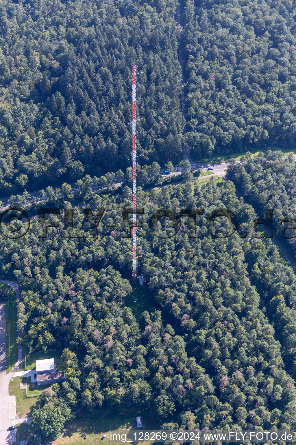 Tower for measuring radioactive pollution of the air of the KIT Campus North (former Nuclear research Centre Karlsruhe) in Eggenstein-Leopoldshafen in the state Baden-Wuerttemberg