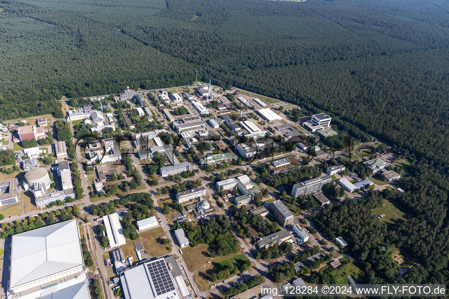 District Leopoldshafen in Eggenstein-Leopoldshafen in the state Baden-Wuerttemberg, Germany from the plane