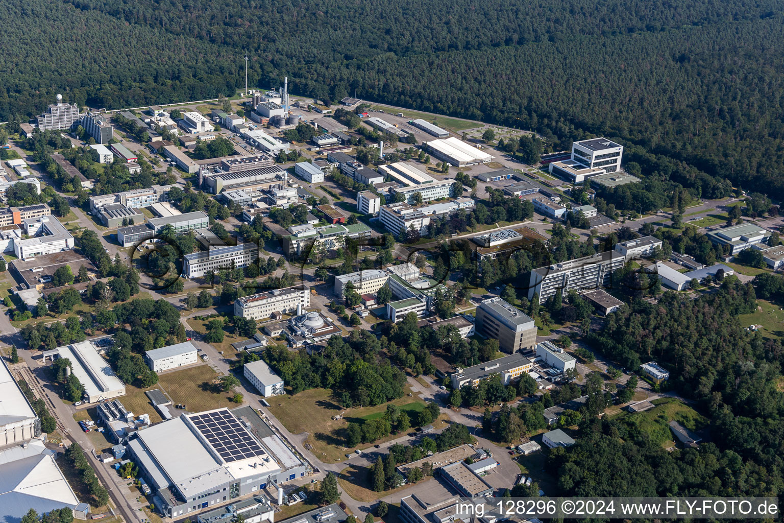 Research building and office complex of Karlsruhe Institute of Technology Campus Nord with Institute of Microstructure, ITEP, Institut fuer Astroteilchenphysik, LEVKIN Lab at the Eggensteiner Str. in Eggenstein-Leopoldshafen in the state Baden-Wurttemberg, Germany