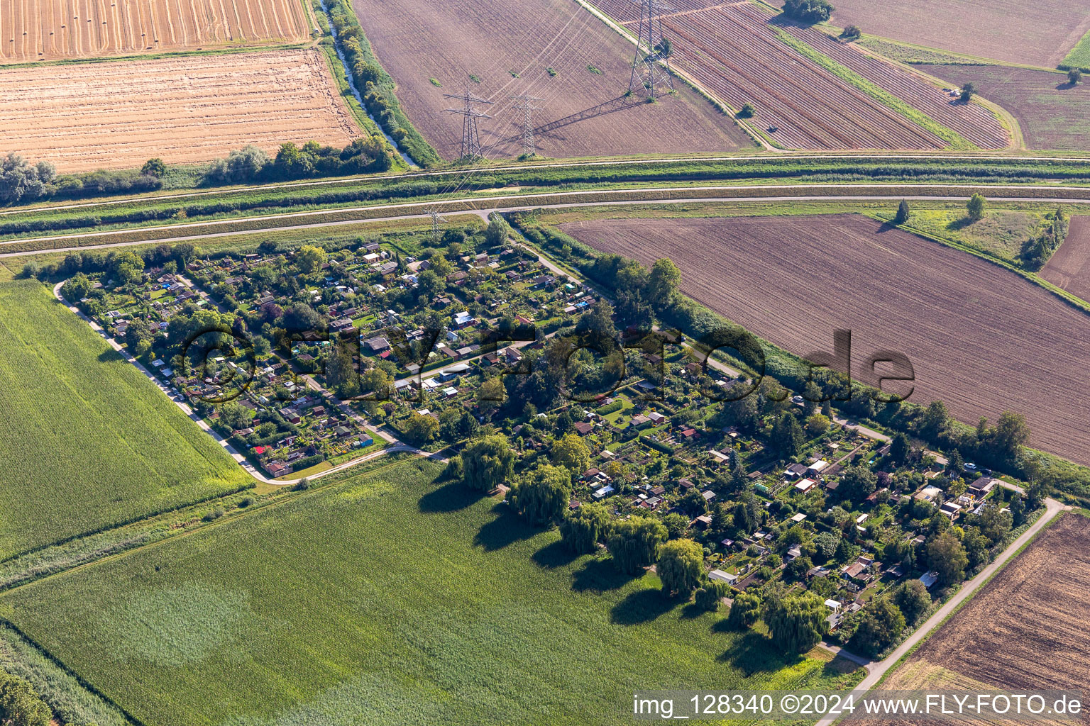 Allotment garden Leopoldshafen in the district Leopoldshafen in Eggenstein-Leopoldshafen in the state Baden-Wuerttemberg, Germany