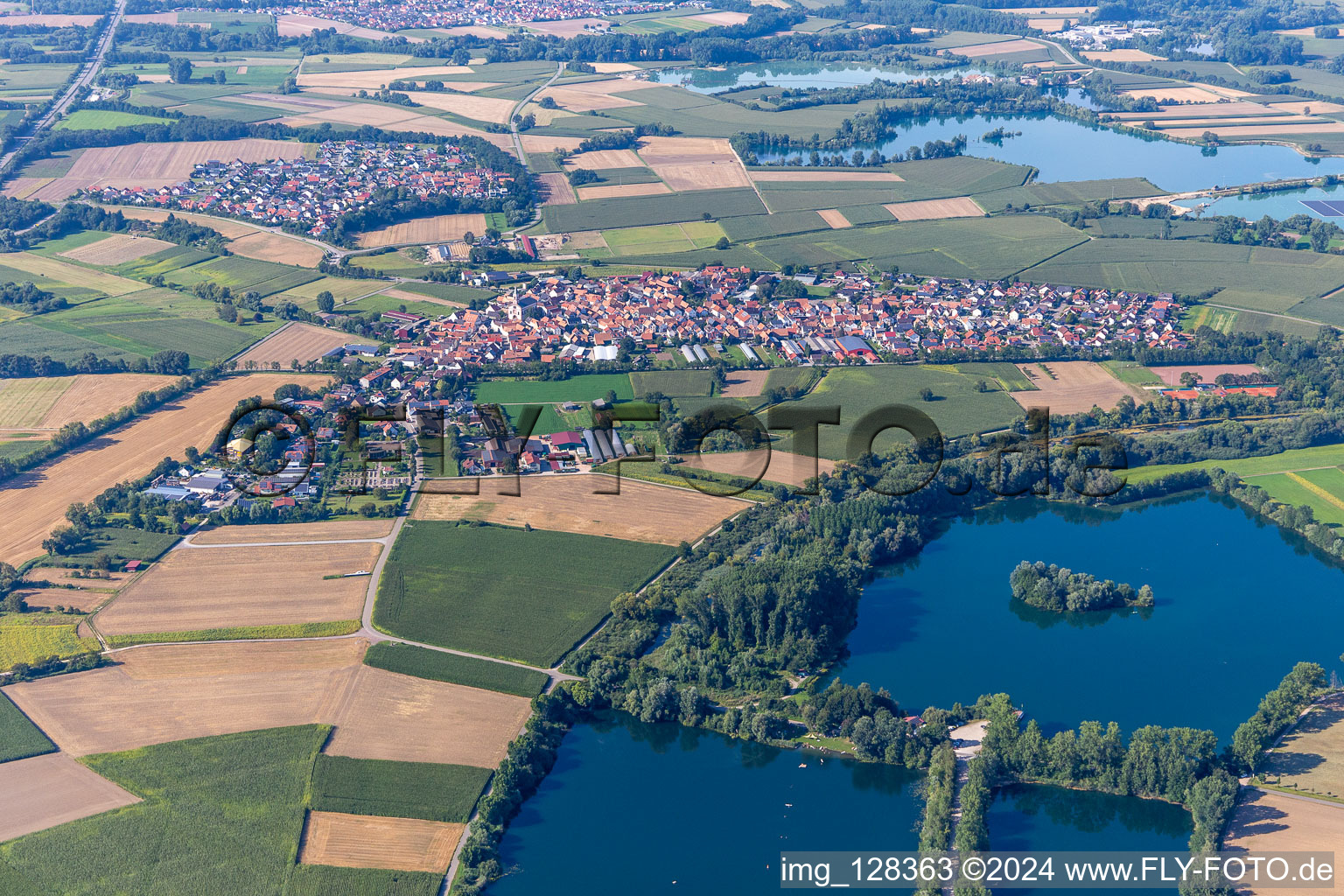 Neupotz in the state Rhineland-Palatinate, Germany viewn from the air