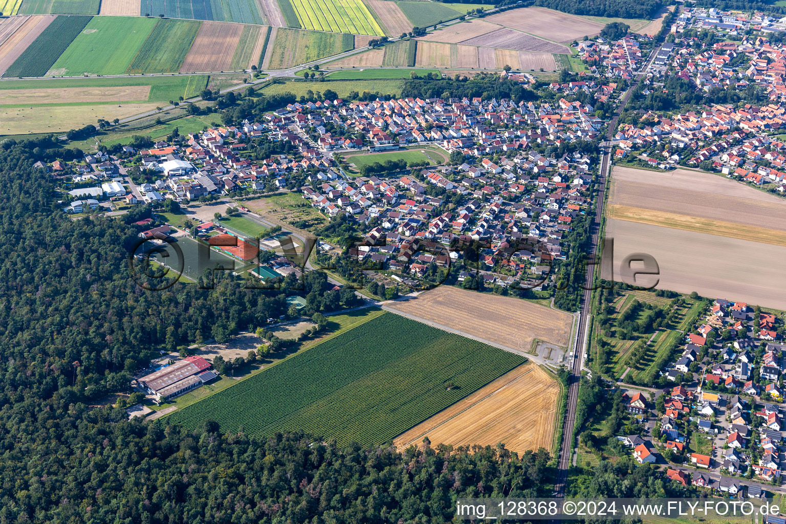 Rheinzabern in the state Rhineland-Palatinate, Germany from the plane