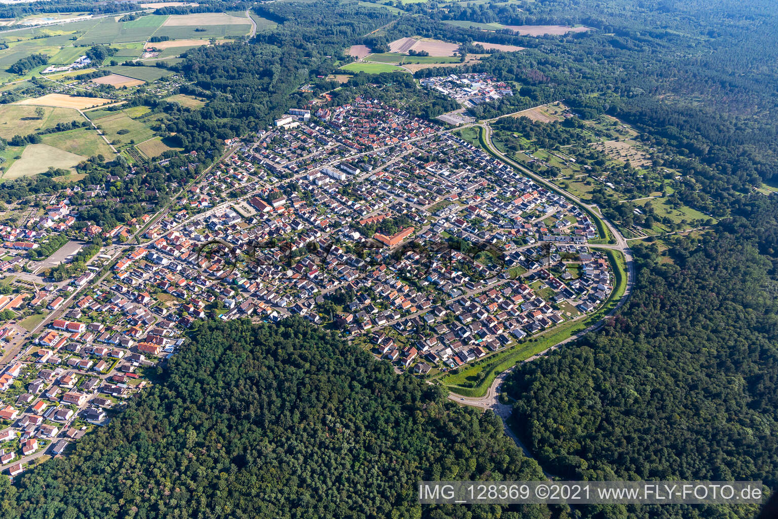 Jockgrim in the state Rhineland-Palatinate, Germany out of the air