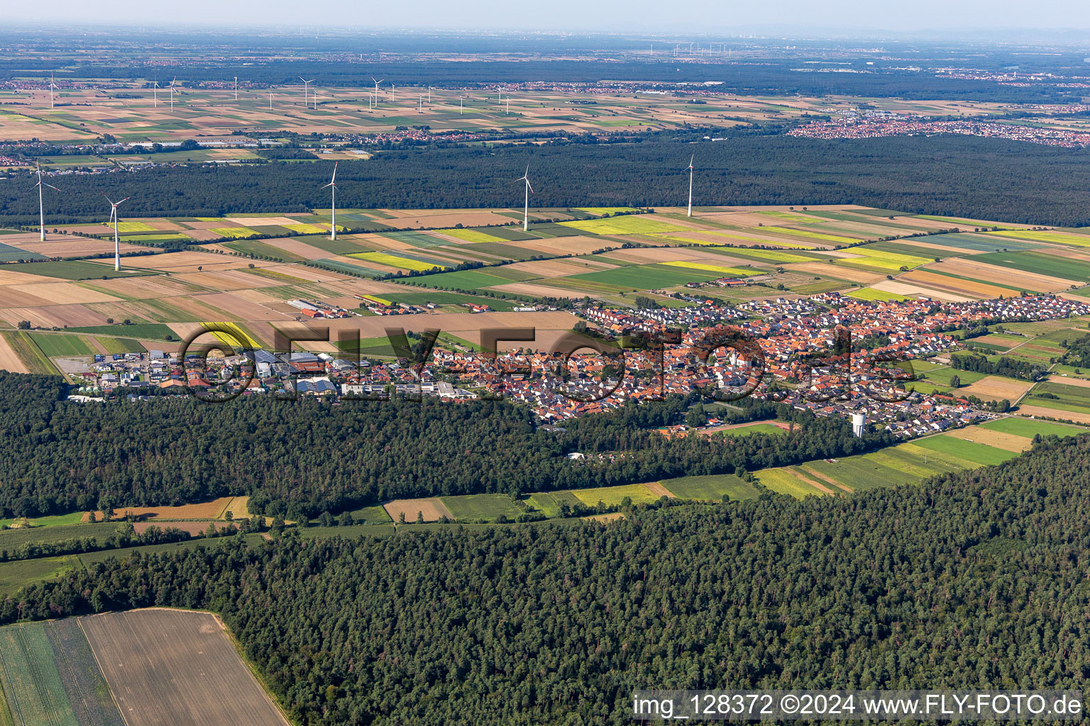 Aerial view of Hatzenbühl in the state Rhineland-Palatinate, Germany