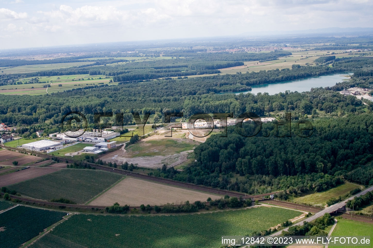 District Neudorf in Graben-Neudorf in the state Baden-Wuerttemberg, Germany seen from above