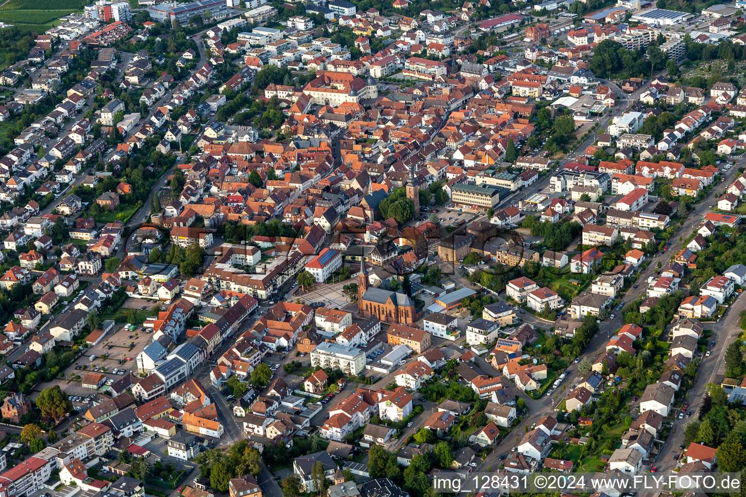 Bad Bergzabern in the state Rhineland-Palatinate, Germany seen from a drone