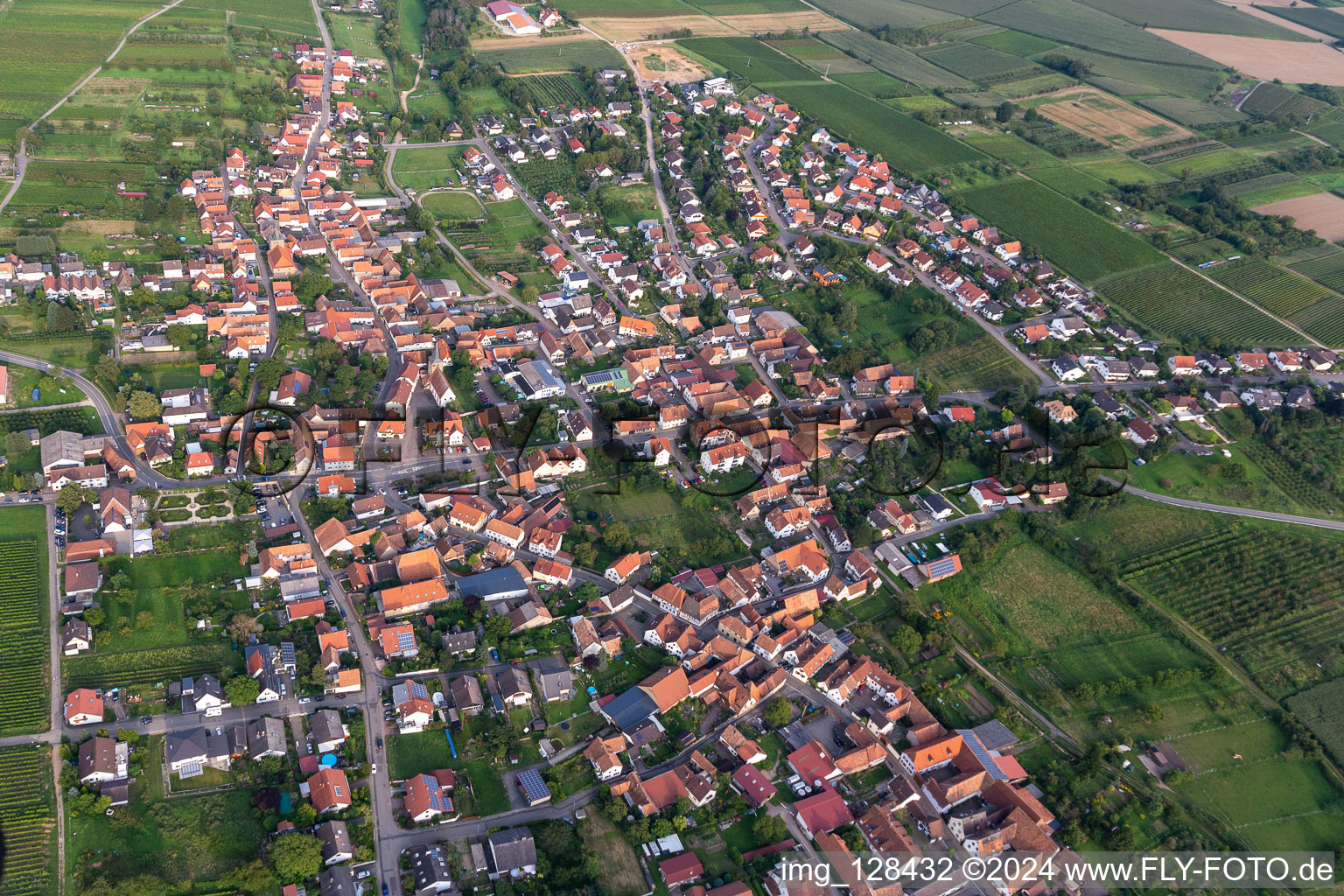 Aerial view of Oberotterbach in the state Rhineland-Palatinate, Germany