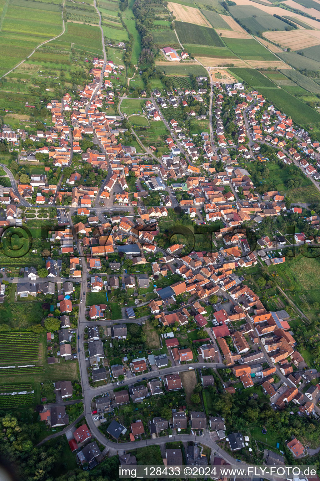 Aerial photograpy of Oberotterbach in the state Rhineland-Palatinate, Germany