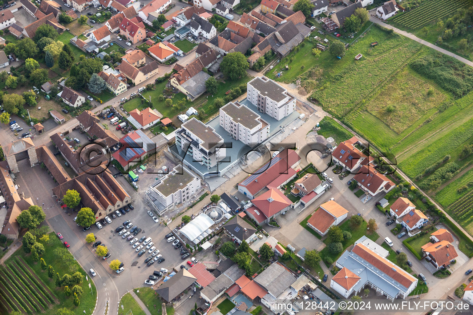 Aerial photograpy of New buildings on Silvanerstr in the district Schweigen in Schweigen-Rechtenbach in the state Rhineland-Palatinate, Germany