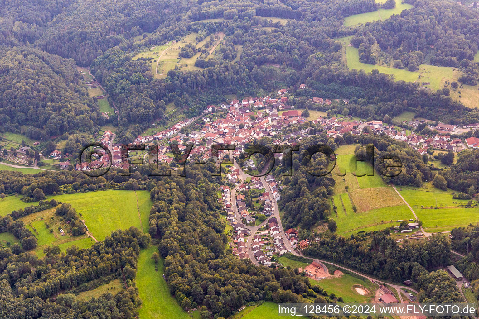 Drone image of Bundenthal in the state Rhineland-Palatinate, Germany