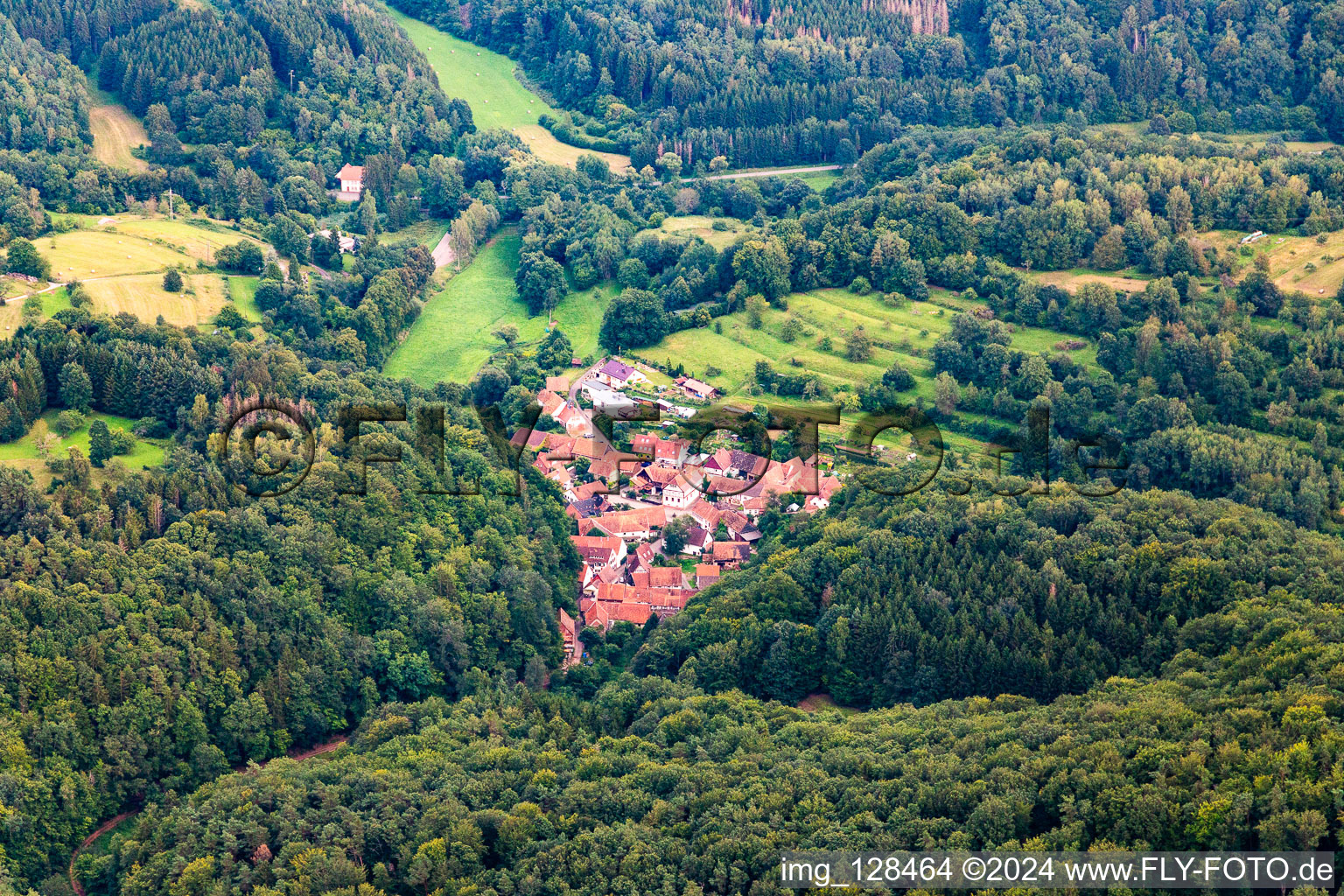 Oberschlettenbach in the state Rhineland-Palatinate, Germany viewn from the air