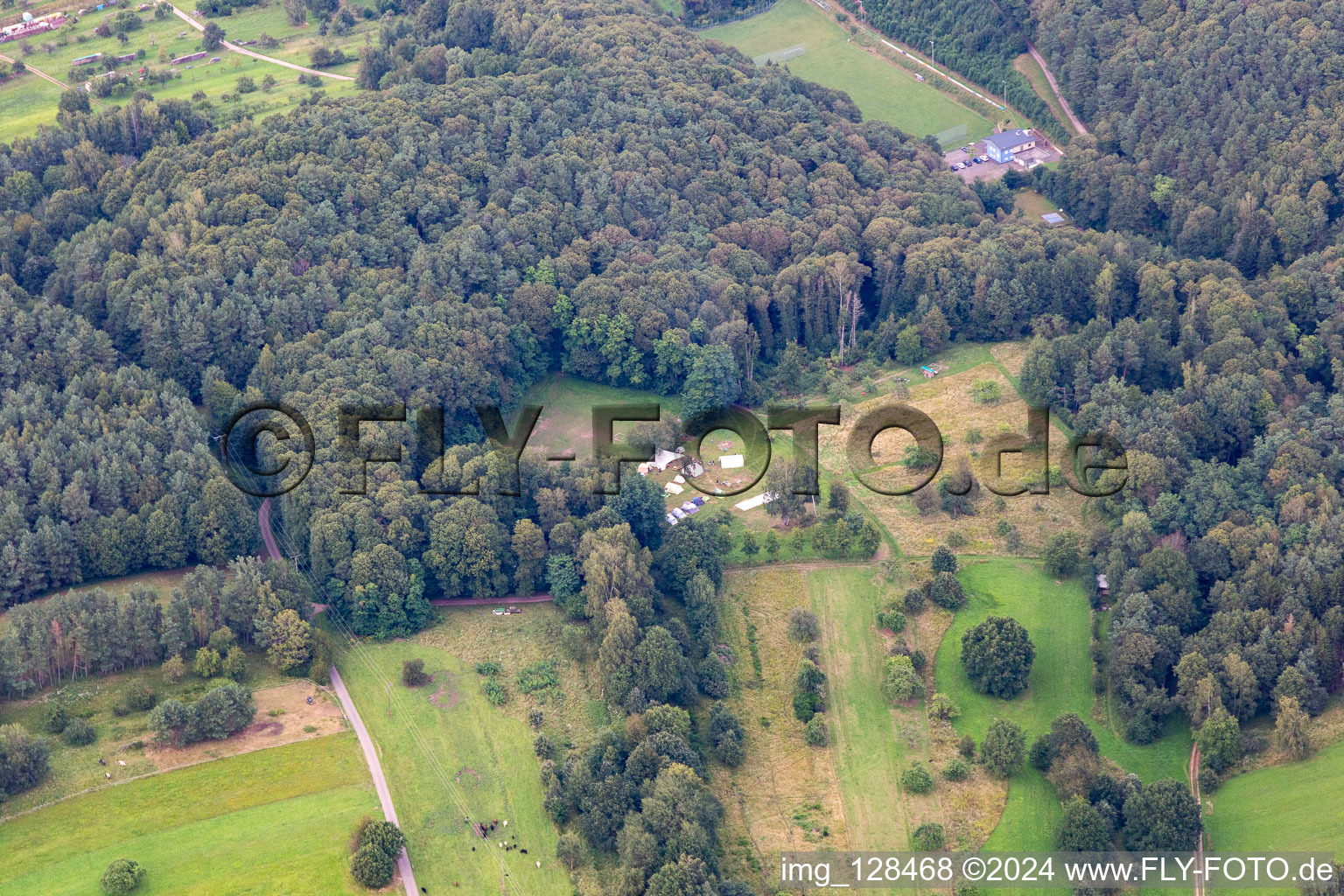 Campsite at the grill hut on Altenberg in Wernersberg in the state Rhineland-Palatinate, Germany