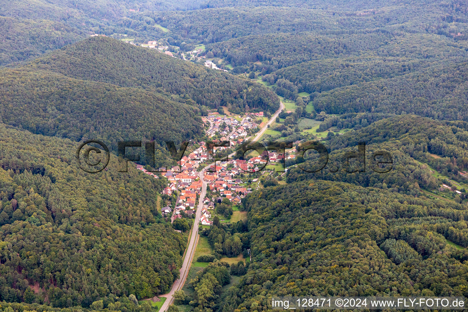 Aerial view of Waldrohrbach in the state Rhineland-Palatinate, Germany