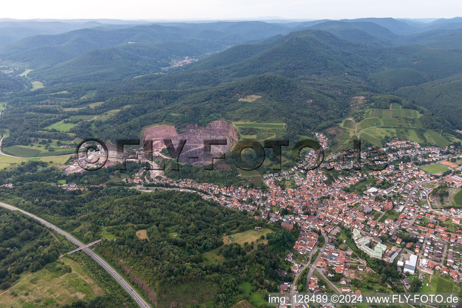 Albersweiler in the state Rhineland-Palatinate, Germany seen from above