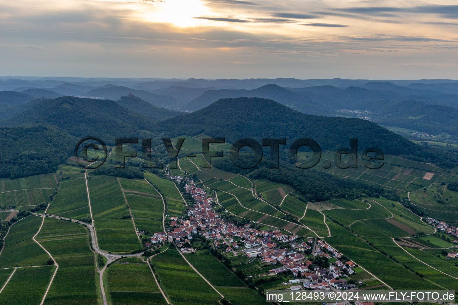 Bird's eye view of Ranschbach in the state Rhineland-Palatinate, Germany