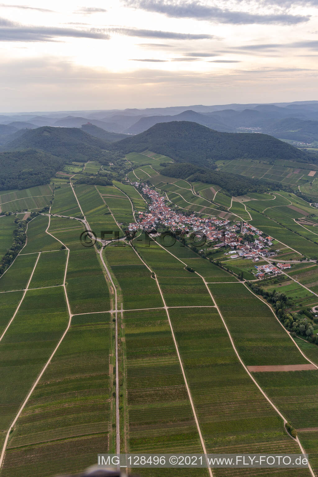 Drone recording of Ranschbach in the state Rhineland-Palatinate, Germany