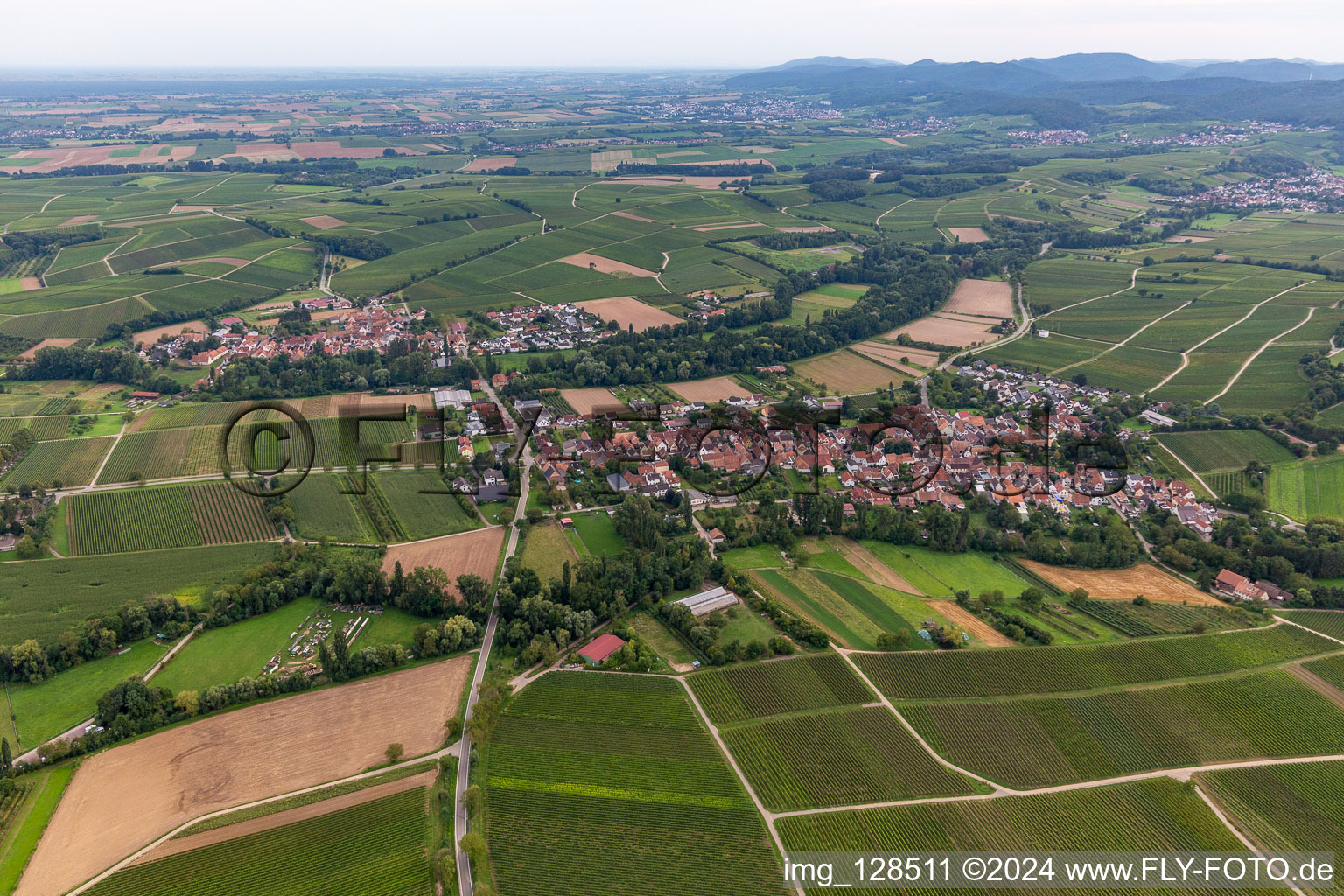 Drone image of District Heuchelheim in Heuchelheim-Klingen in the state Rhineland-Palatinate, Germany