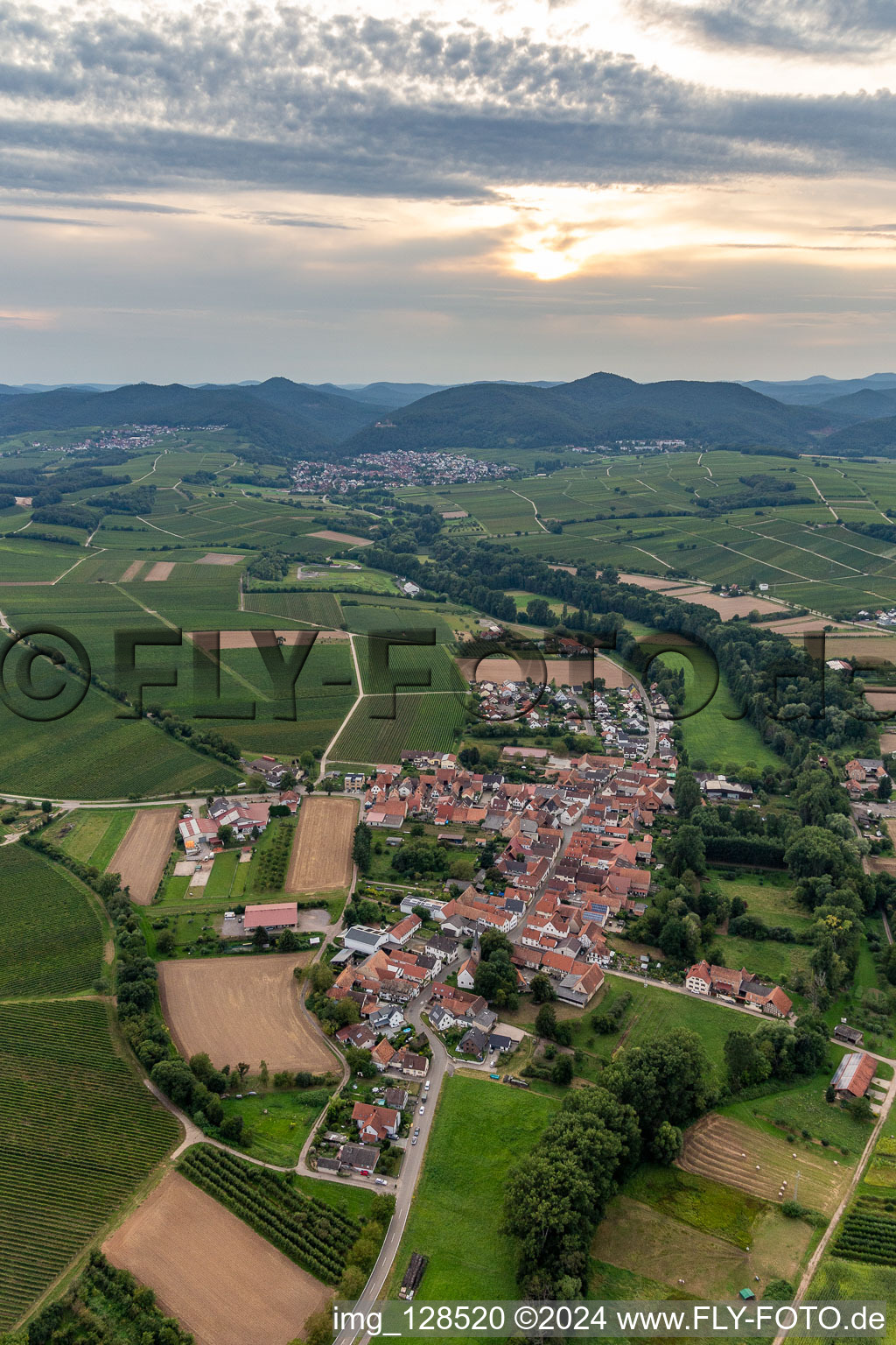 Aerial view of District Klingen in Heuchelheim-Klingen in the state Rhineland-Palatinate, Germany