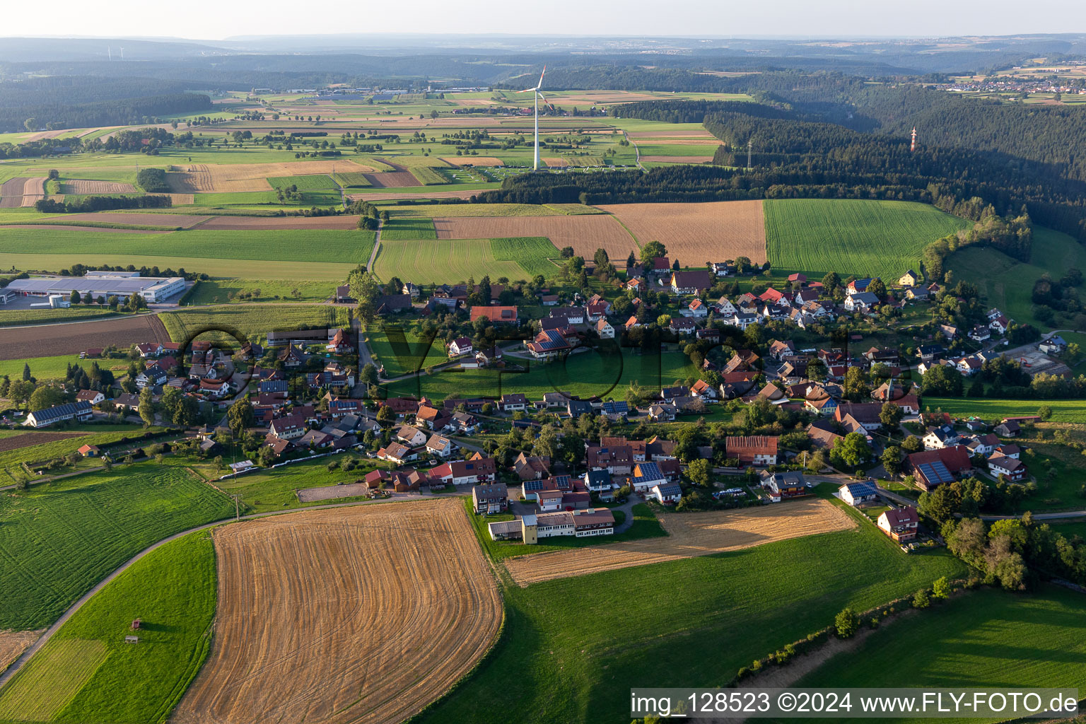 Aerial view of District Römlinsdorf in Alpirsbach in the state Baden-Wuerttemberg, Germany